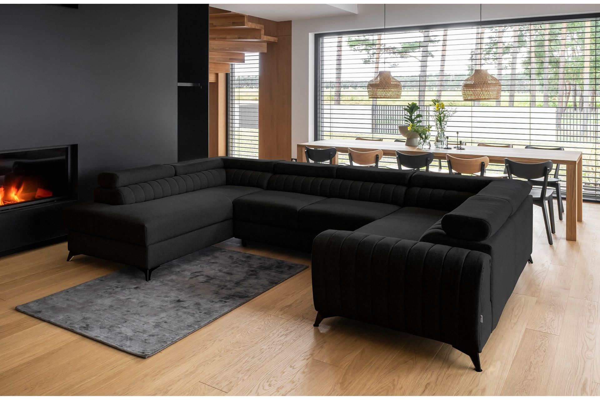 Kotori Hjørnesovesofa m. Sjeselong - Svart
