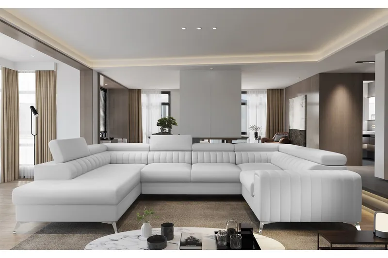 Kotori Hjørnesovesofa m. Sjeselong - Vit - Møbler - Sofaer - Sovesofaer