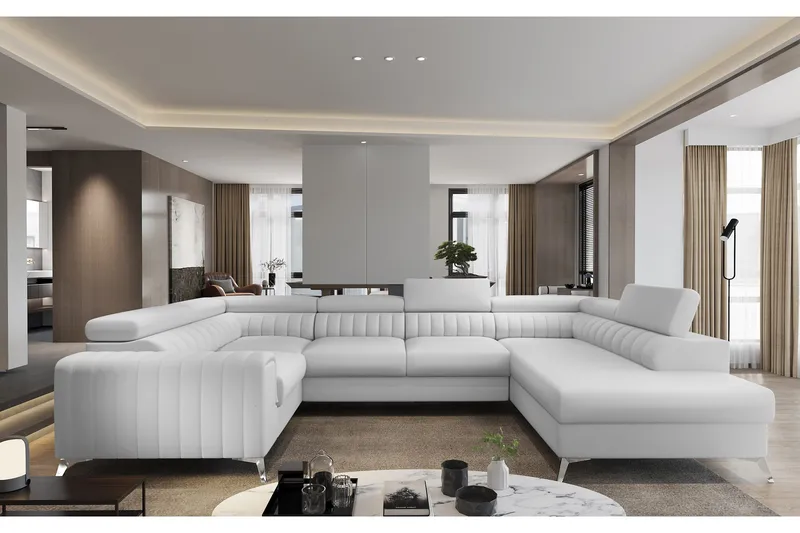 Kotori Hjørnesovesofa m. Sjeselong, Vit