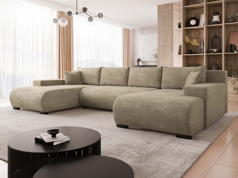 Krysen 4-seters sovesofa med dobbeltdivan - beige - Møbler - Sofaer - Sovesofaer