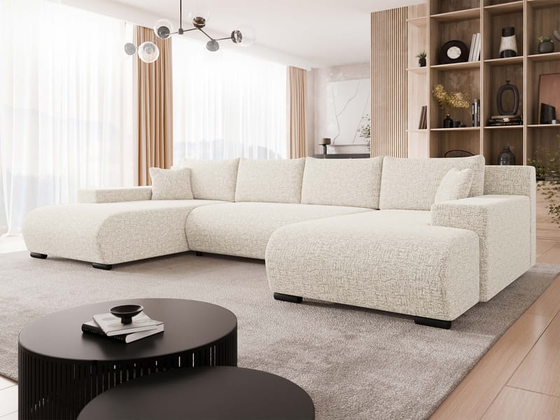 Krysen 4-seters sovesofa med dobbeltdivan - beige - Møbler - Sofaer - Sovesofaer