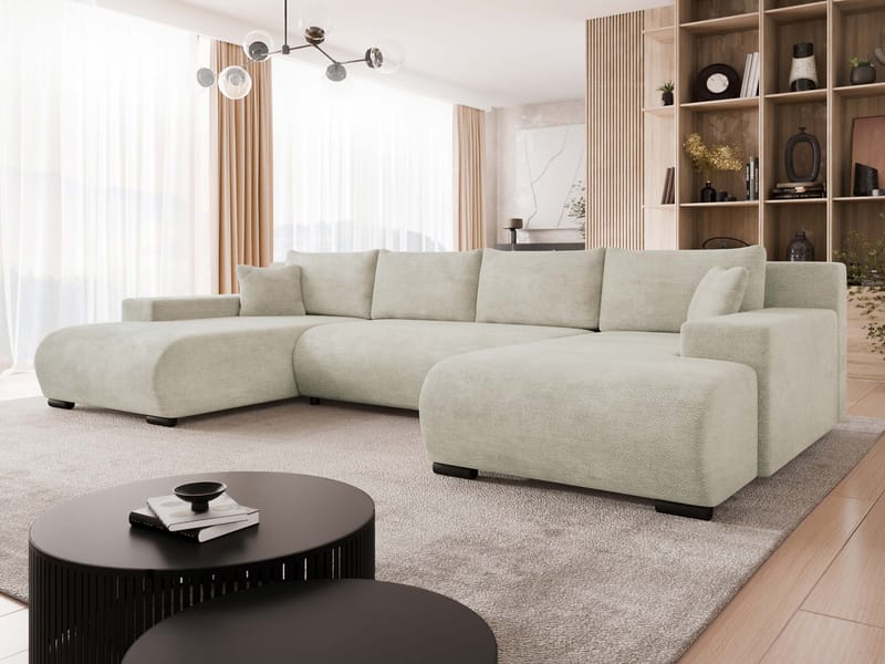Krysen 4-seters sovesofa med dobbeltdivan - beige - Møbler - Sofaer - Sovesofaer