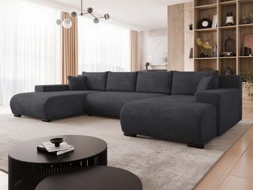 Krysen 4-seters sovesofa med dobbeltdivan - svart - Møbler - Sofaer - Sovesofaer