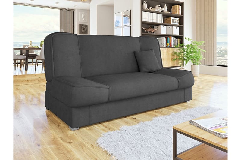 Kuoksu 4-seter Fremoverrettet Sovesofa 104x175 cm med Oppbevaring i Fløyel - Grå - Møbler - Sofaer - Sovesofaer