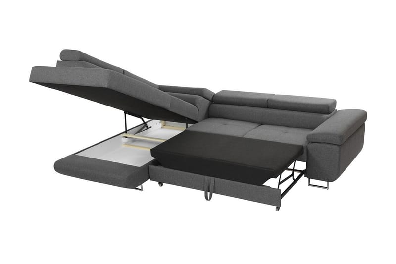 Sovesofa med Sjeselong - Grå - Møbler - Sofaer - Sovesofaer - Langsgående sovesofa