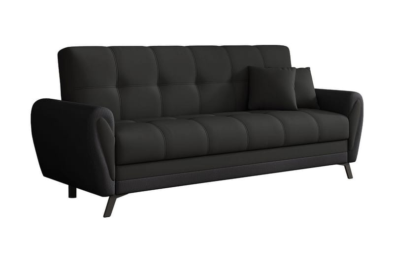 Laterse 3-seters Sofa - Svart - Sovesofaer - 3 seters sovesofa - Fløyel sofaer