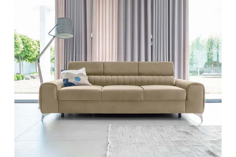 Laurece Sovesofa 3-seter - Beige - Sovesofaer - 3 seters sovesofa - Fløyel sofaer