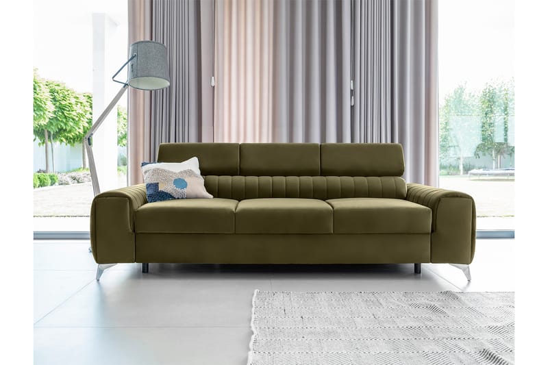 Laurece Sovesofa 3-seter - Grønn - Sovesofaer - 3 seters sovesofa - Fløyel sofaer