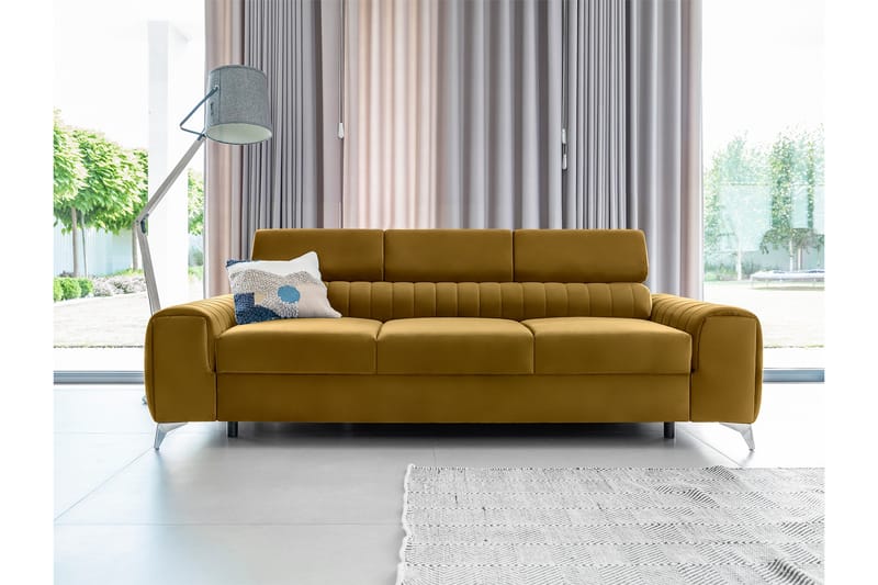 Laurece Sovesofa 3-seter - Gul - Sovesofaer - 3 seters sovesofa - Fløyel sofaer