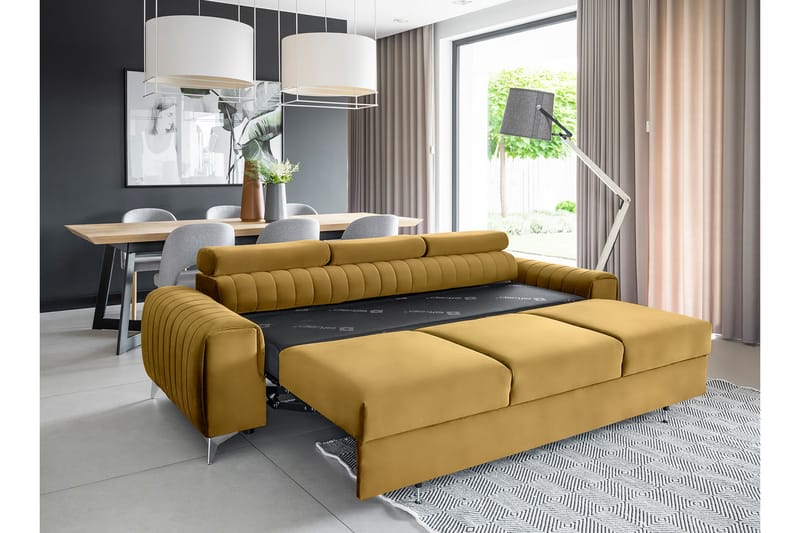 Laurece Sovesofa 3-seter - Gul - Møbler - Sofaer - Sovesofaer