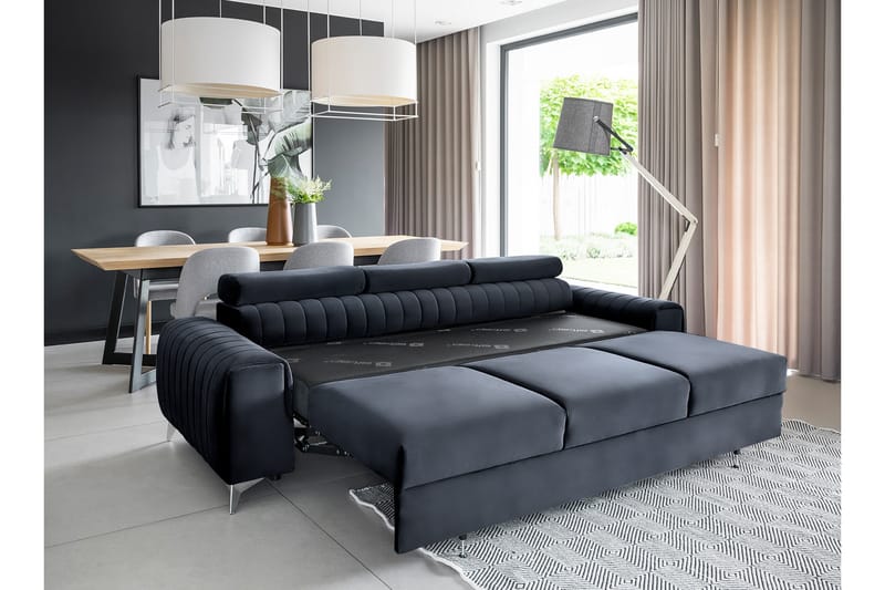 Laurece Sovesofa 3-seter - Svart - Sovesofaer - 3 seters sovesofa - Fløyel sofaer