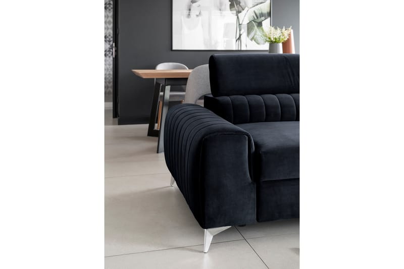 Laurece Sovesofa 3-seter - Svart - Sovesofaer - 3 seters sovesofa - Fløyel sofaer