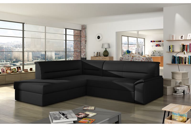 Lavette Sovesofa med Divan - Svart - Møbler - Sofaer - Sovesofaer