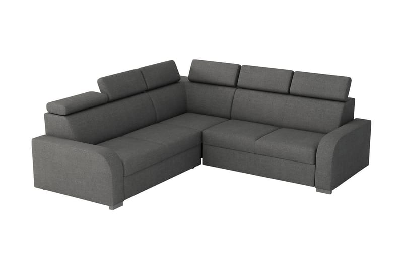 Lavona 4-seter L-formet Sovesofa 130x190 cm med Oppbevaring i Stoff, Grå