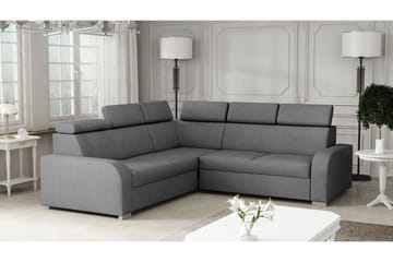 Lavona 4-seter L-formet Sovesofa 130x190 cm med Oppbevaring i Stoff - Grå - Møbler - Sofaer - Sovesofaer