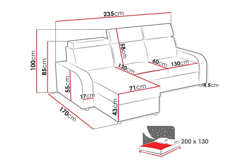 Lavona Divansofa Vendbar - Brun - Møbler - Sofaer - Sovesofaer