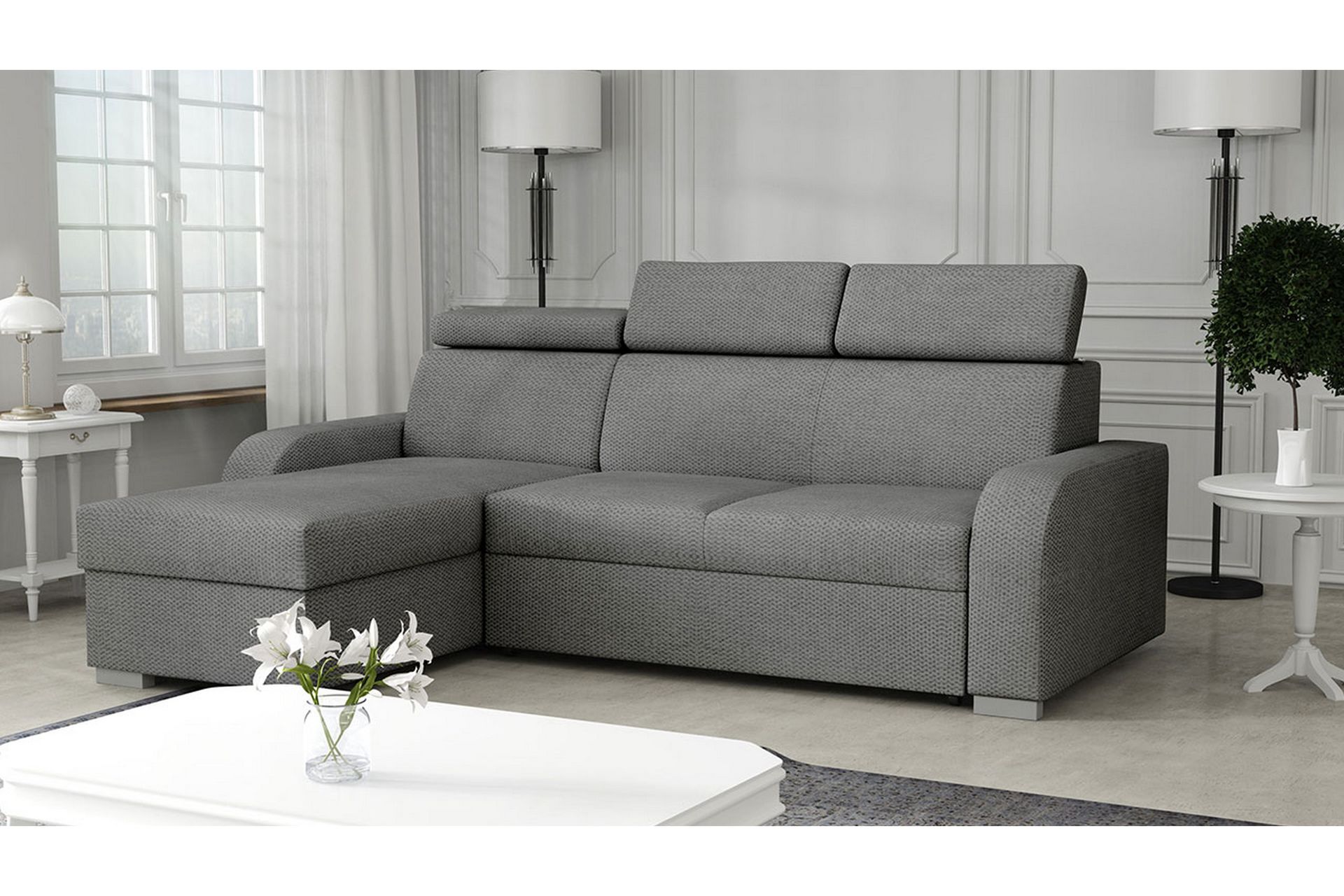 Lavona Divansofa Vendbar - Grå - Møbler - Sofaer - Sovesofaer