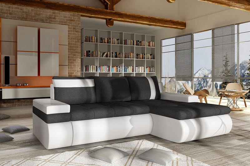 Lavona Divansovesofa Mini Høyre - Mørkegrå/Hvit - Møbler - Sofaer - Sovesofaer