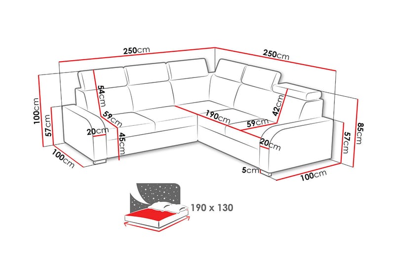 Lavona Hjørnesovesofa Vendbar - Grå - Møbler - Sofaer - Sovesofaer