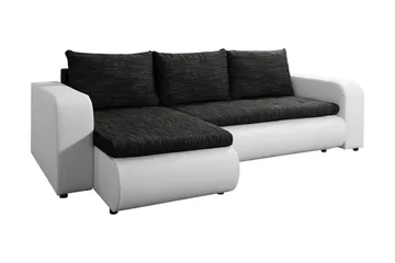 Lecanto 3-seter Universal Hjørnesovesofa 130x204 cm med Oppbevaring i Stoff - Sort - Møbler - Sofaer - Sovesofaer