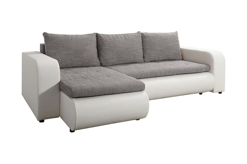 Lecanto 3-seters Sovesofa med Divan - Kunstlær/Grå/Hvit - Møbler - Sofaer - Sovesofaer