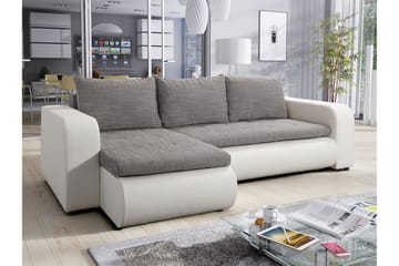 Lecanto 3-seters Sovesofa med Divan - Kunstlær/Grå/Hvit - Møbler - Sofaer - Sovesofaer