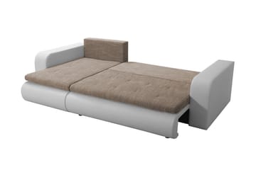 Lecanto 3-seters Sovesofa med Divan - Kunstlær/Grå/Hvit - Møbler - Sofaer - Sovesofaer