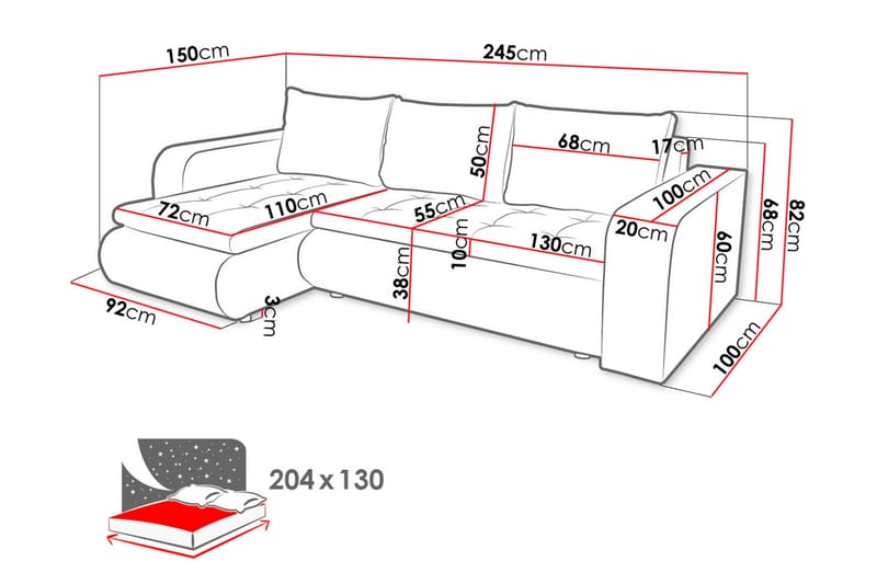 Lecanto Hjørnesovesofa - Hvit/Beige - Sovesofaer - Sovesofa divan - Skinnsofaer