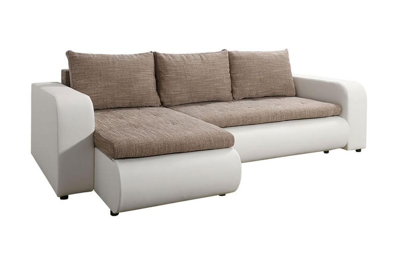 Lecanto Hjørnesovesofa - Hvit/Beige - Sovesofaer - Sovesofa divan - Skinnsofaer