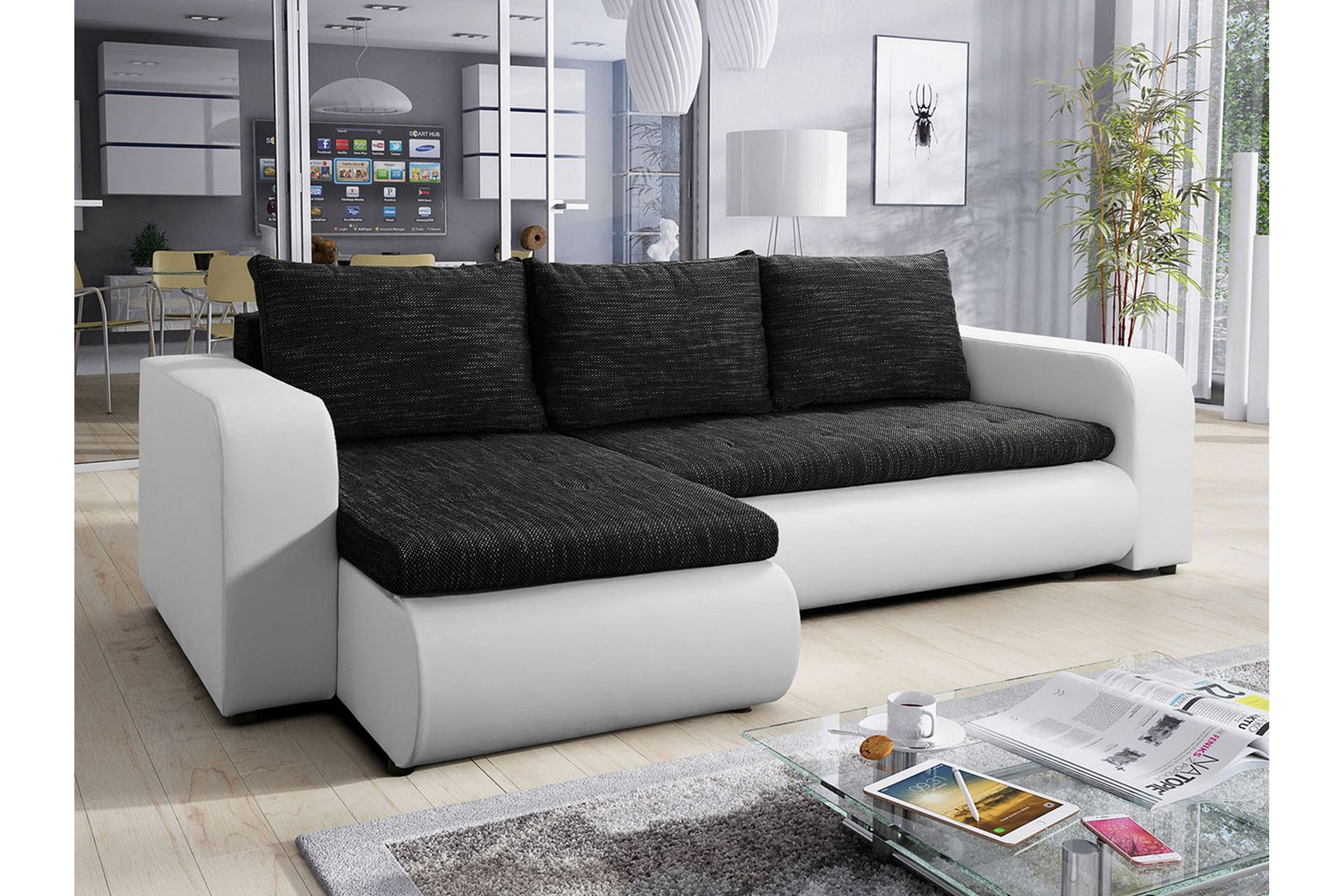 Lecanto Hjørnesovesofa - Hvit/Grå - Møbler - Sofaer - Sovesofaer