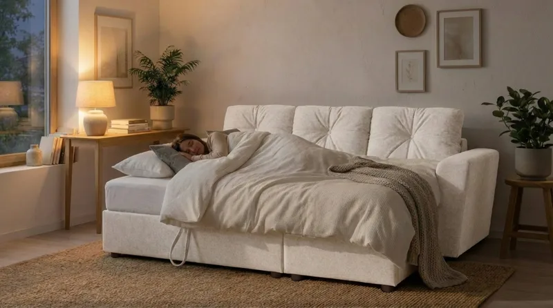 Leia 3-seters vendbar sovesofa med sjeselong og oppbevaring - Beige - Møbler - Sofaer - Sovesofaer