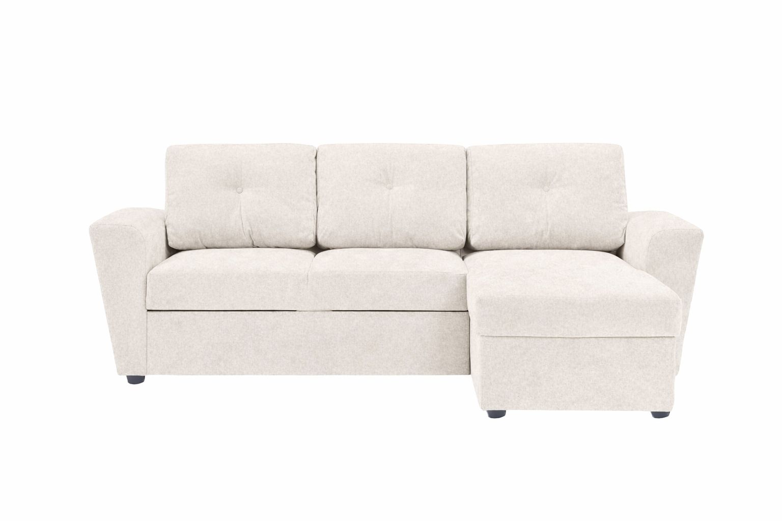 Leia 3-seters vendbar sovesofa med sjeselong og oppbevaring - Beige