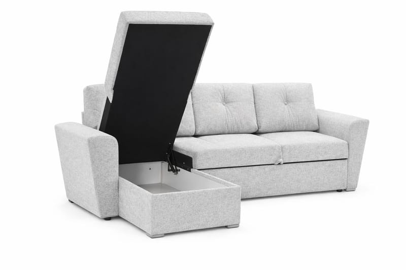 Leia 3-seters vendbar Sovesofa med sjeselong og oppbevaring - Beige - Møbler - Sofaer - Sovesofaer