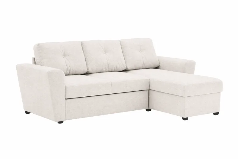 Leia 3-seters vendbar sovesofa med sjeselong og oppbevaring - Beige - Møbler - Sofaer - Sovesofaer