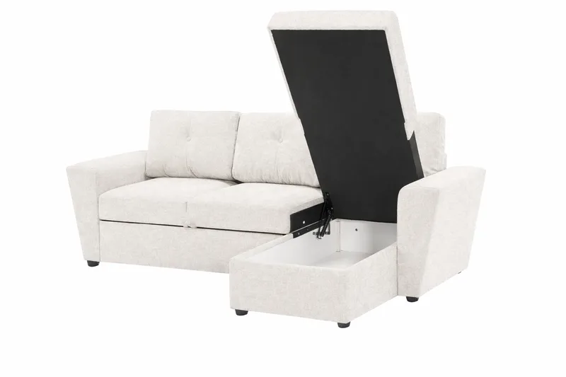 Leia 3-seters vendbar sovesofa med sjeselong og oppbevaring - Beige - Møbler - Sofaer - Sovesofaer