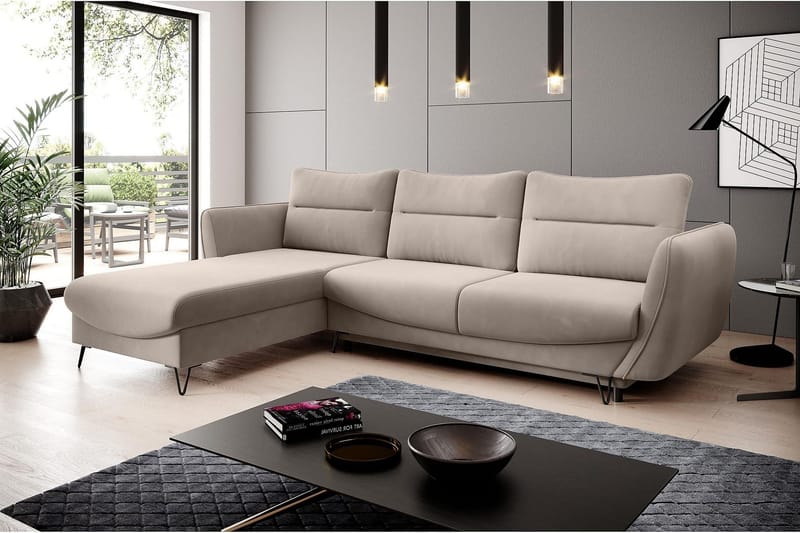 Lence Sovesofa m. Divan Oppbevaring - Beige - Møbler - Sofaer - Sovesofaer