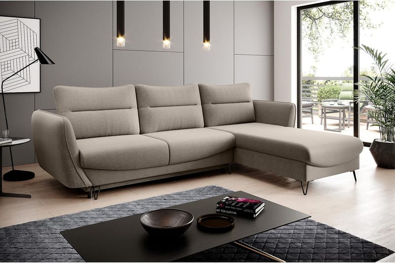 Lence Sovesofa m. Divan Oppbevaring - Beige - Sovesofaer - Sovesofa divan