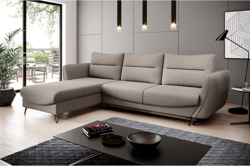Lence Sovesofa m. Divan Oppbevaring - Beige - Møbler - Sofaer - Sovesofaer
