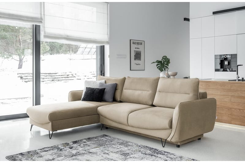 Lence Sovesofa m. Divan Oppbevaring - Beige - Møbler - Sofaer - Sovesofaer