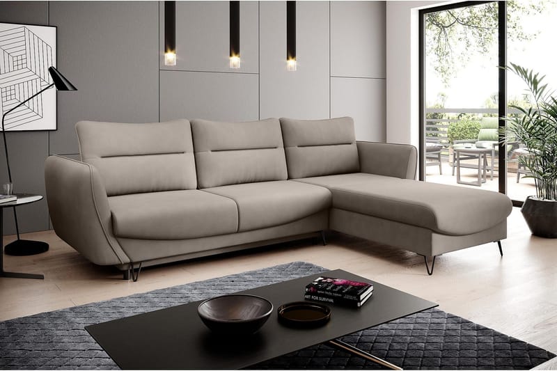 Lence Sovesofa m. Divan Oppbevaring - Beige - Møbler - Sofaer - Sovesofaer