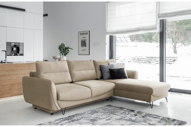 Lence Sovesofa m. Divan Oppbevaring - Beige - Møbler - Sofaer - Sovesofaer