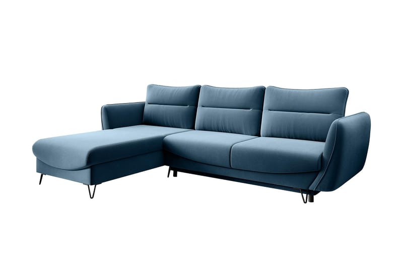 Lence Sovesofa m. Divan Oppbevaring - Blå - Møbler - Sofaer - Sovesofaer