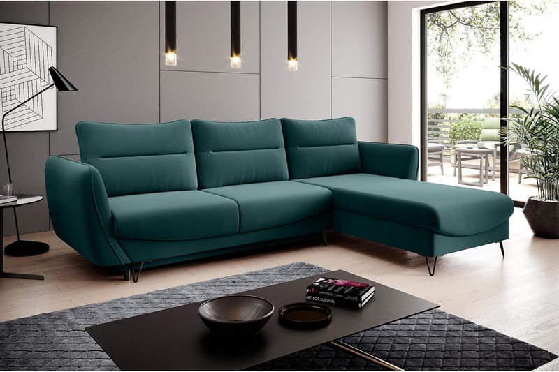 Lence Sovesofa m. Divan Oppbevaring - Blå/Grønn - Møbler - Sofaer - Sovesofaer