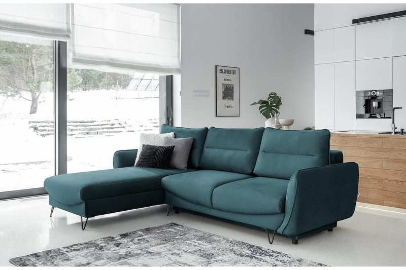 Lence Sovesofa m. Divan Oppbevaring - Blå/Grønn/Grå - Møbler - Sofaer - Sovesofaer