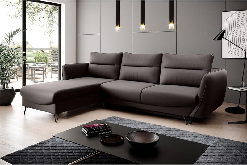 Lence Sovesofa m. Divan Oppbevaring - Brun - Møbler - Sofaer - Sovesofaer