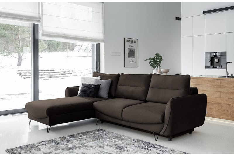 Lence Sovesofa m. Divan Oppbevaring - Brun - Møbler - Sofaer - Sovesofaer