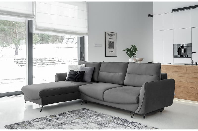 Lence Sovesofa m. Divan Oppbevaring - Grå - Møbler - Sofaer - Sovesofaer