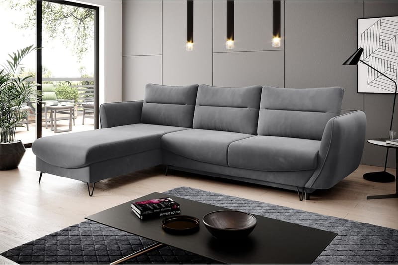 Lence Sovesofa m. Divan Oppbevaring - Grå - Møbler - Sofaer - Sovesofaer