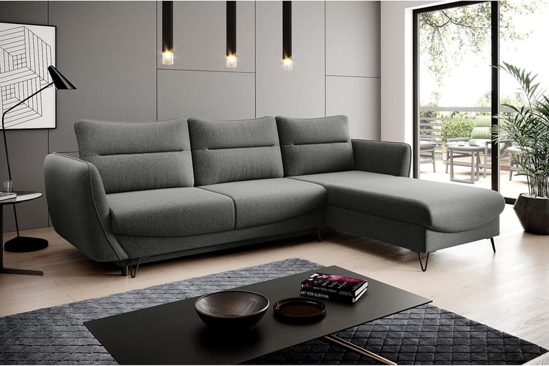 Lence Sovesofa m. Divan Oppbevaring - Grå - Møbler - Sofaer - Sovesofaer