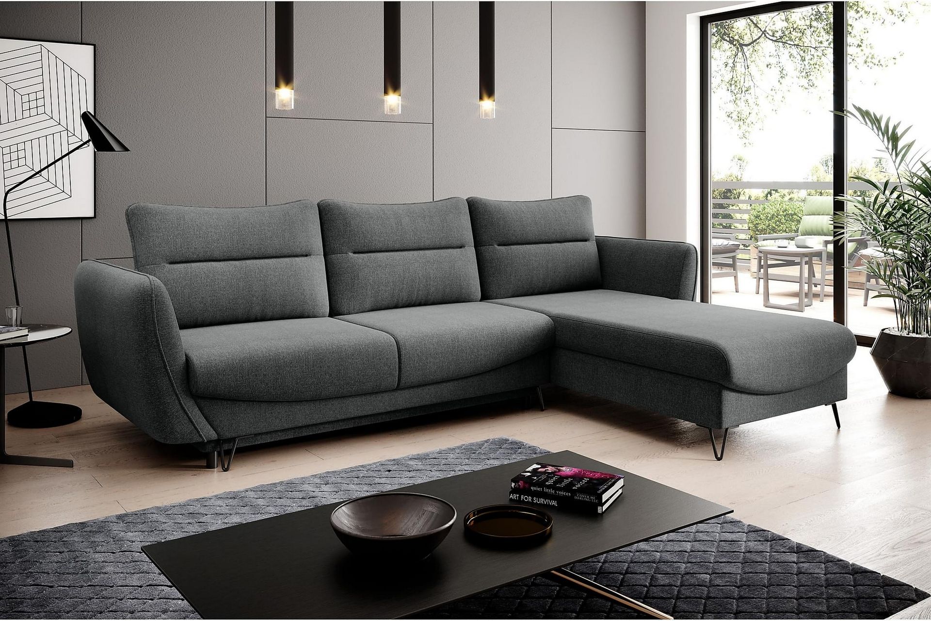 Lence Sovesofa m. Divan Oppbevaring - Grå - Møbler - Sofaer - Sovesofaer